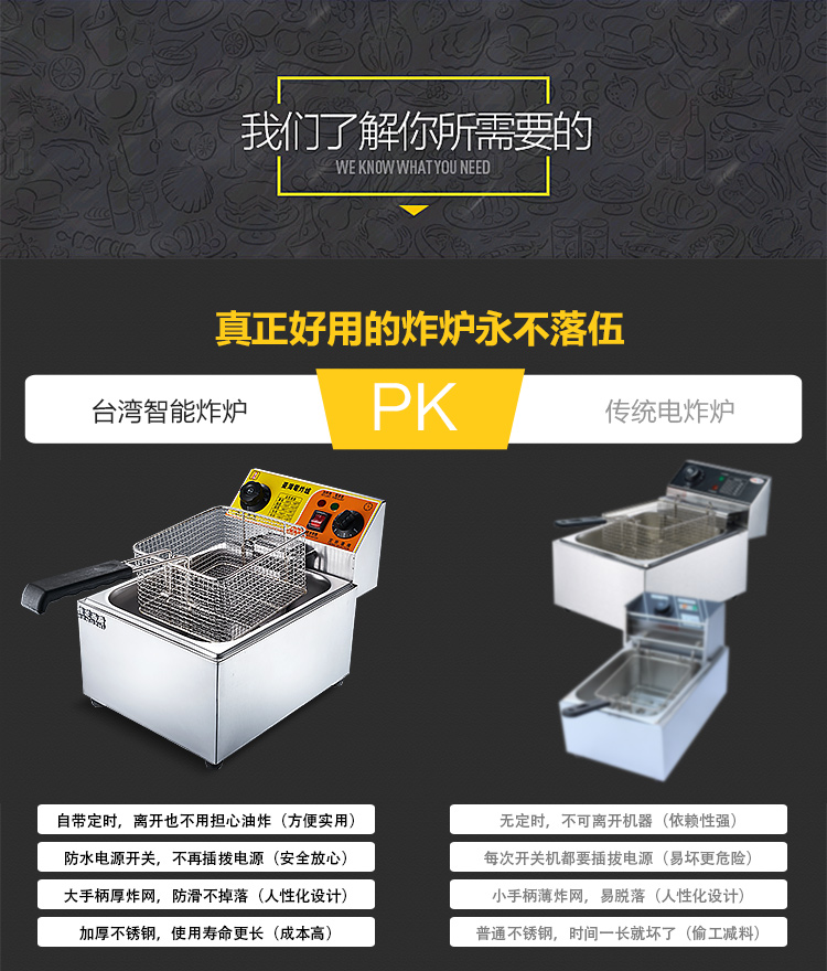 恒芝單缸大電炸爐電炸鍋商用加厚6L油炸機(jī)炸雞翅炸魷魚定時(shí)炸爐