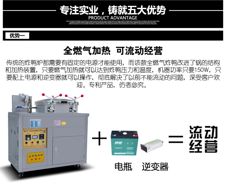 福家寶588商用京式燃?xì)獗绝啝t炸鴨爐炸雞茶油鴨饞嘴鴨蒸香鴨機(jī)