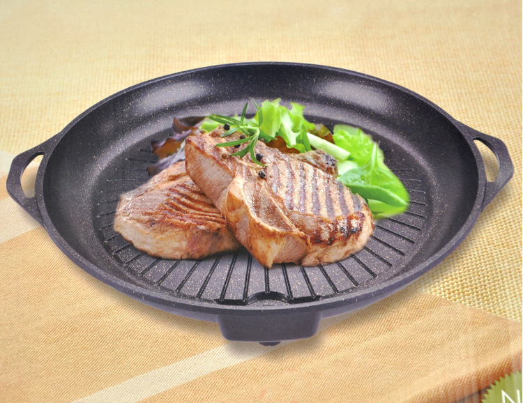 鋁合金燒烤盤 廠家批發便捷式戶外爐具 韓式麥飯石復合底不沾烤盤