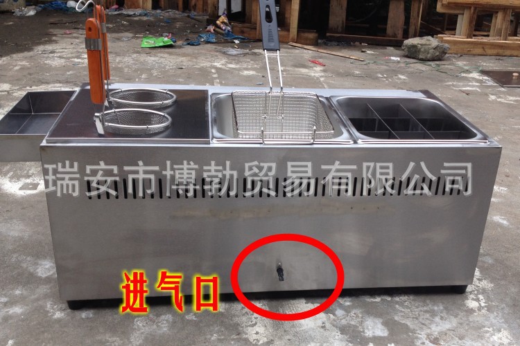 廠家直銷燃氣油炸機鍋 多功能麻辣燙關(guān)東煮煤氣三缸商用煮面