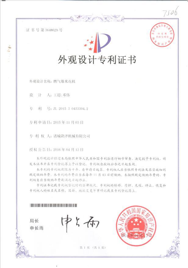 燃?xì)獗谆C專利證書 (2)
