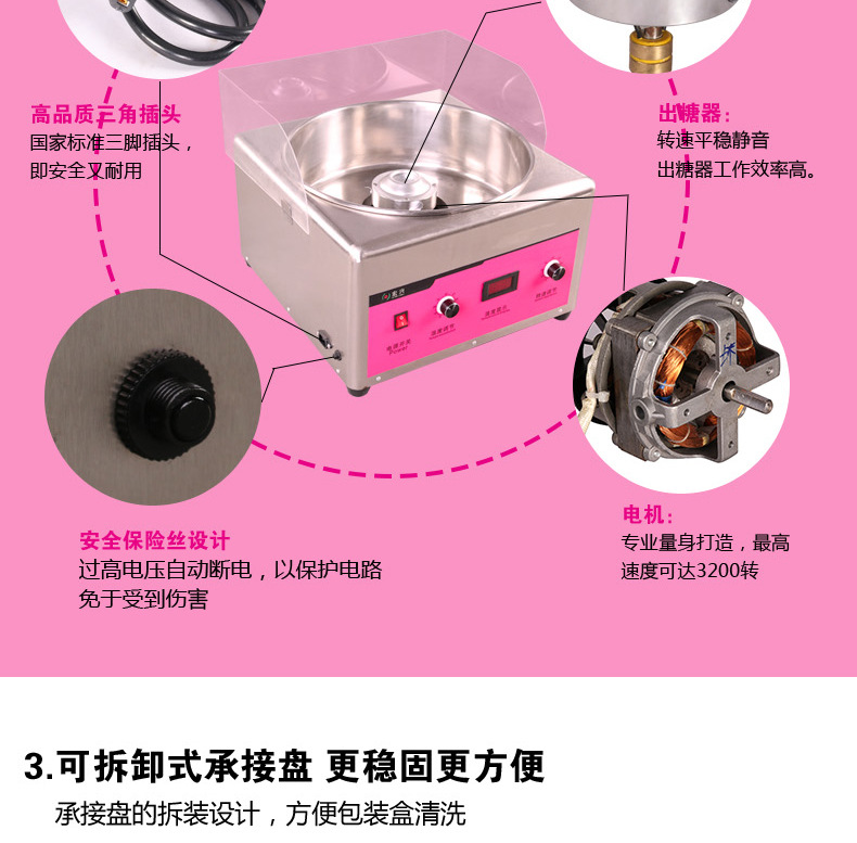 格琳斯棉花糖機商用電動電熱可調(diào)速花式拉絲藝術(shù)棉花糖機廠家直銷