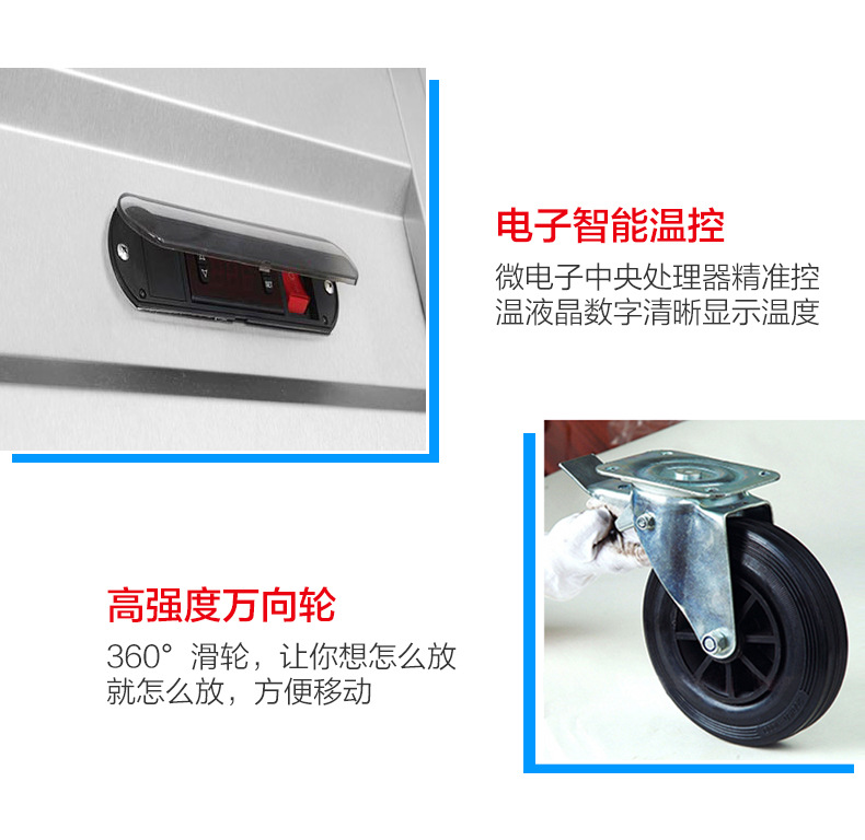 不銹鋼餅盤柜 風(fēng)冷面團(tuán)冷凍冰柜 商用雙門廚房冷藏烤盤柜插盤柜
