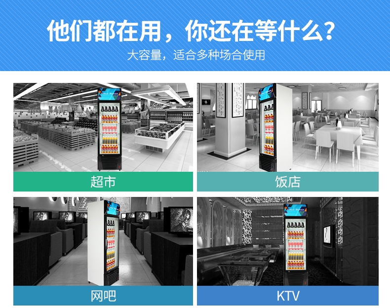 德瑪仕商用 展示柜立式冰柜商用 士多小賣部冷藏柜 雙門-760L