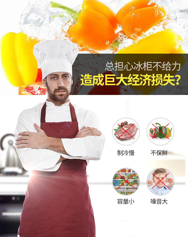銀都 展示柜商用四門(mén)冰箱冰柜單溫立式冷藏冷凍飯店廚房保鮮冷柜