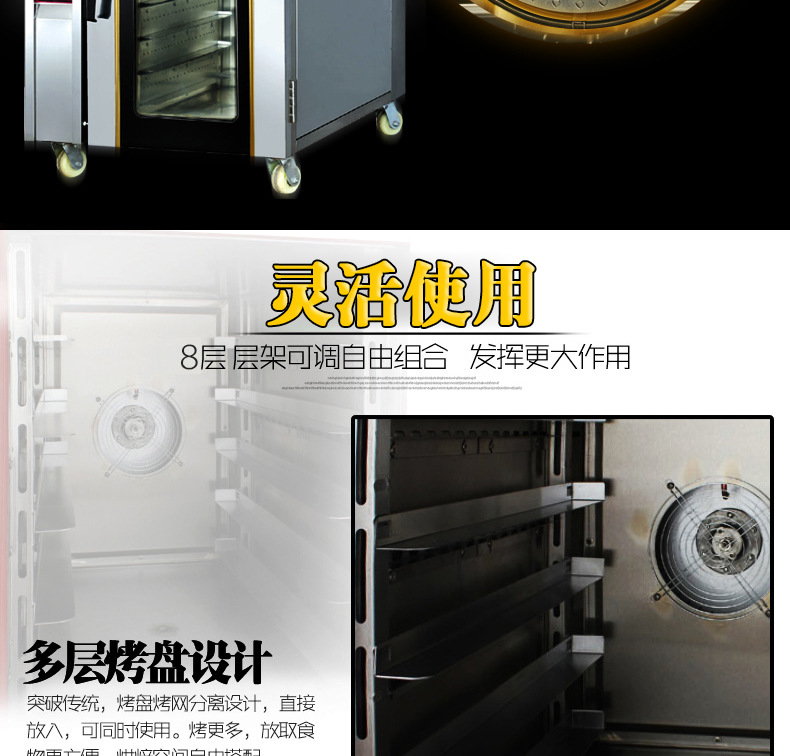 睿美電熱風(fēng)烤箱8盤 風(fēng)循環(huán)電烘爐 面包烤箱電烤爐 商用大型電烤箱