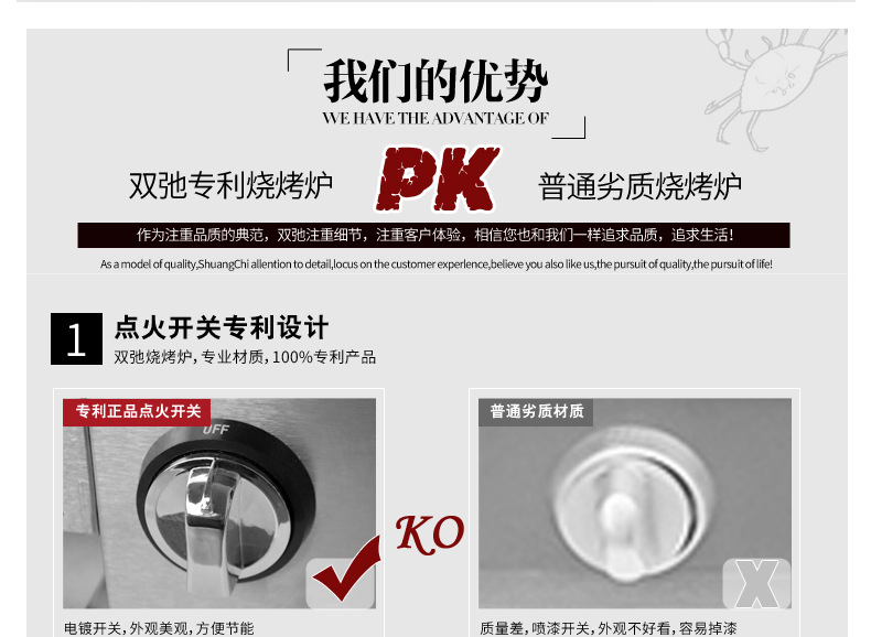 廠家供應雙馳不銹鋼商用無煙燒烤爐液化氣煤氣可流動烤面筋肉串