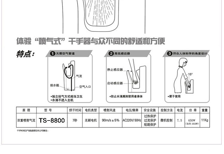 全國包郵全自動感應(yīng)酒店高速雙面噴氣式干手機干手器烘手機烘手器