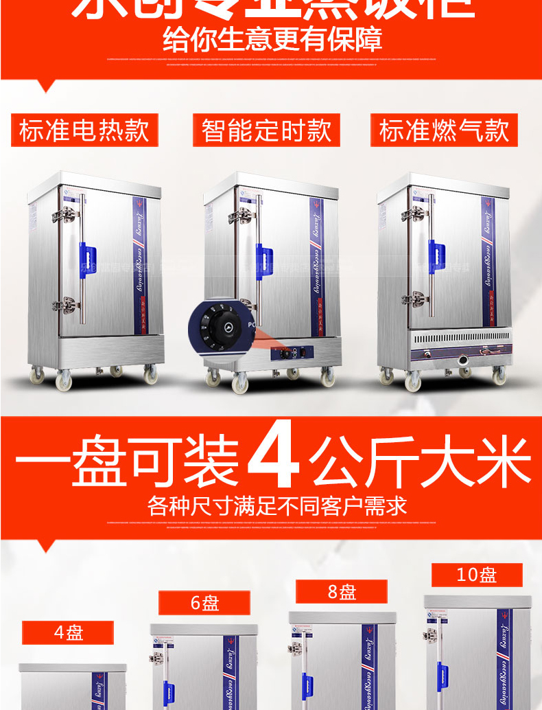 樂創(chuàng)商用蒸飯柜電蒸箱4盤6盤8盤12盤煤氣燃?xì)庹麸堒嚾詣?dòng)蒸飯機(jī)