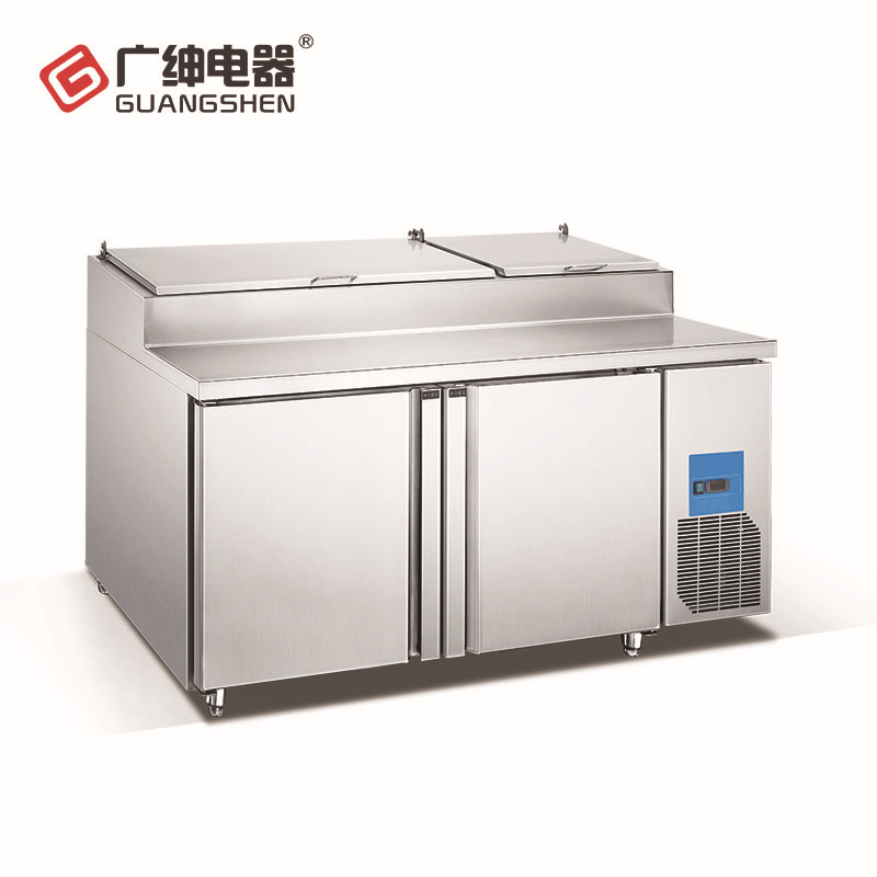 廣紳披薩不銹鋼工作臺(tái) 三門比薩風(fēng)冷工作臺(tái) 廚房保鮮設(shè)備廠家直銷