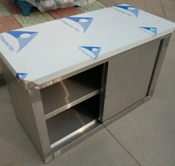 批發(fā)供應(yīng)不銹鋼移門/拉門單通打荷臺 廚房工作臺 全通儲物柜